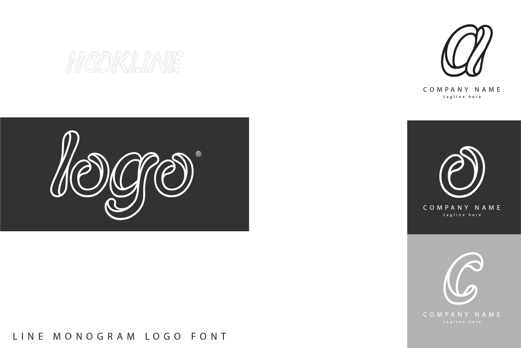 HOOKLINE Monogram rounded logo font preview image.
