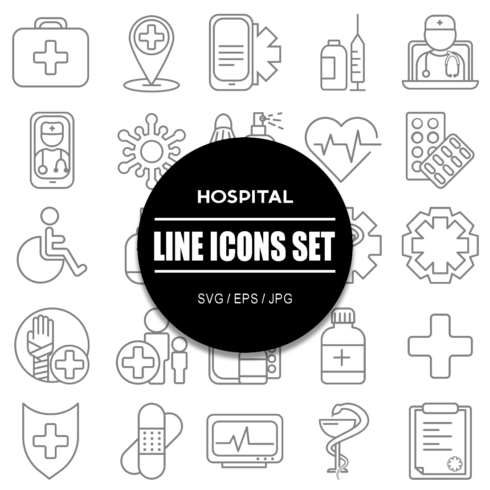 Hospital Line Icons Set cover image.