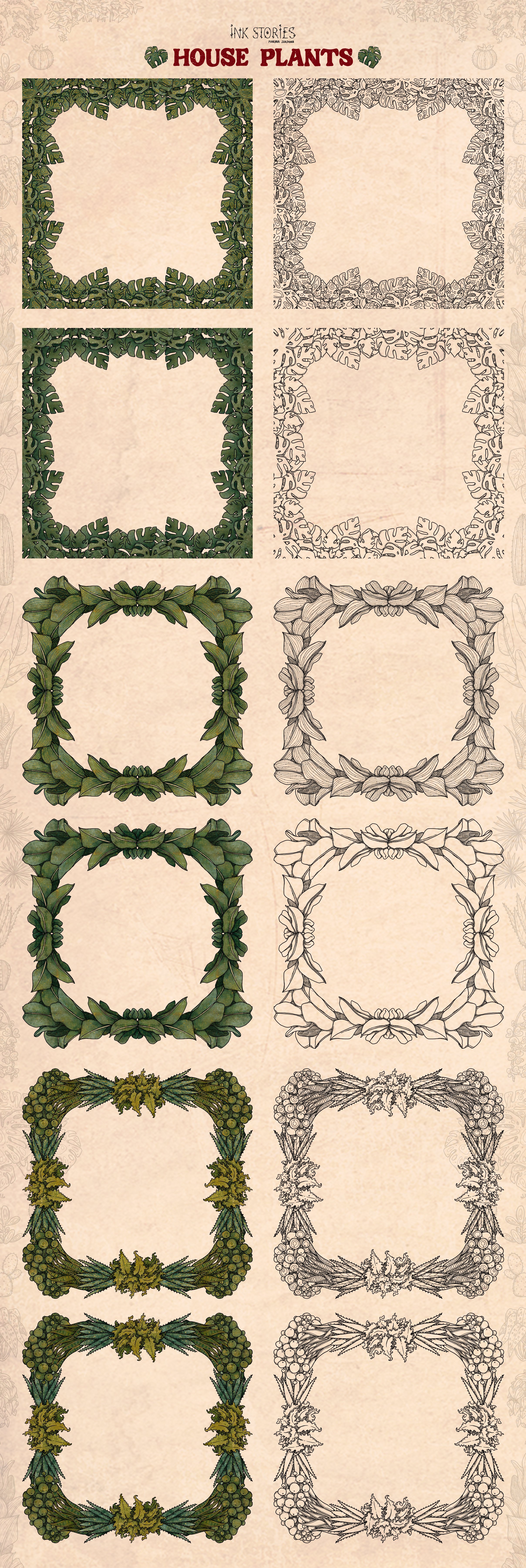 Bunch of different types of frames on a sheet of paper.