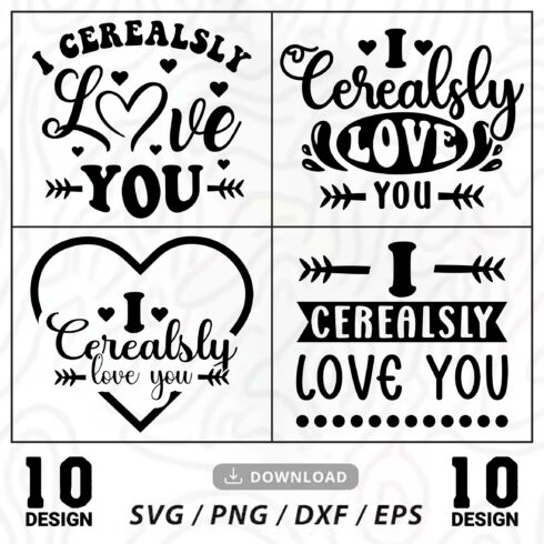 I Cerealsly Love You Typography Valentine Svg Quotes Design, Valentines day svg , Love Svg, Valentine Svg, Valentine Quote svg , clipart, cricut cover image.