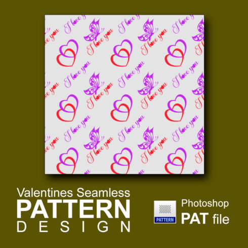 I Love You Valentines Butterfly Heart Seamless Pattern Design cover image.