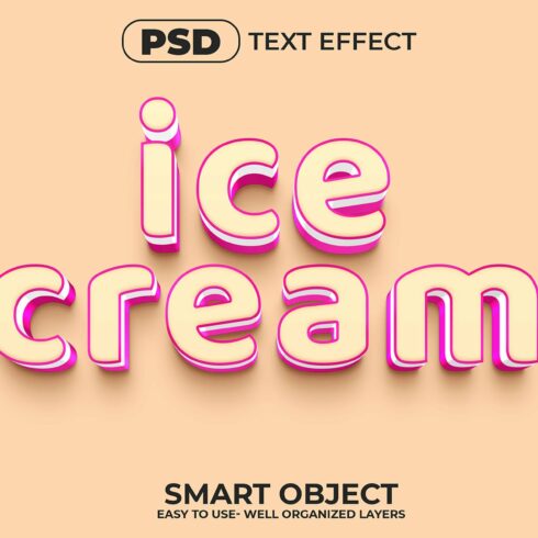 Ice Cream 3D Editable Text Effectcover image.