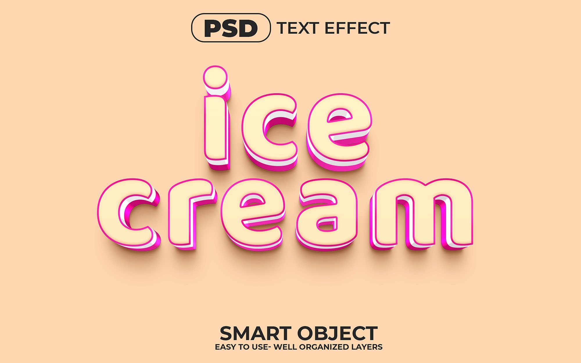 Ice Cream 3D Editable Text Effectcover image.