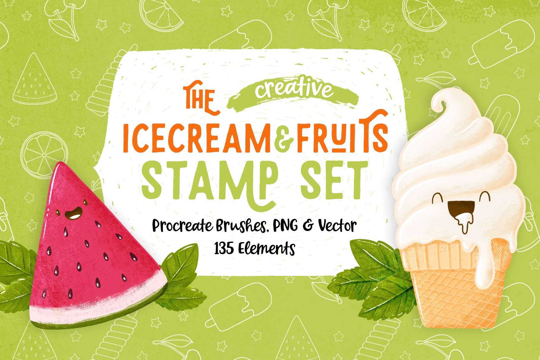 Procreate Icecream & Fruits Stampscover image.