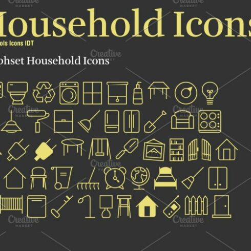 Household Icons Font+Web Font(Free) cover image.
