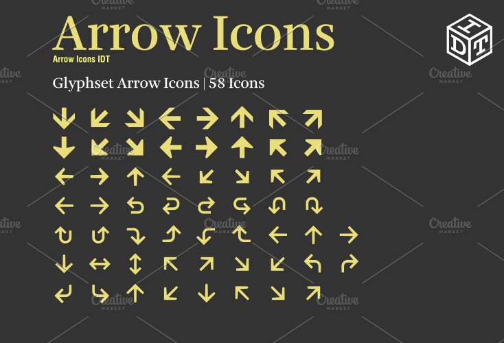 Arrow Icons Font + Web Font(Free) cover image.