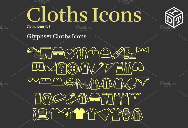 Cloths Icons Font + Web Font(Free) cover image.