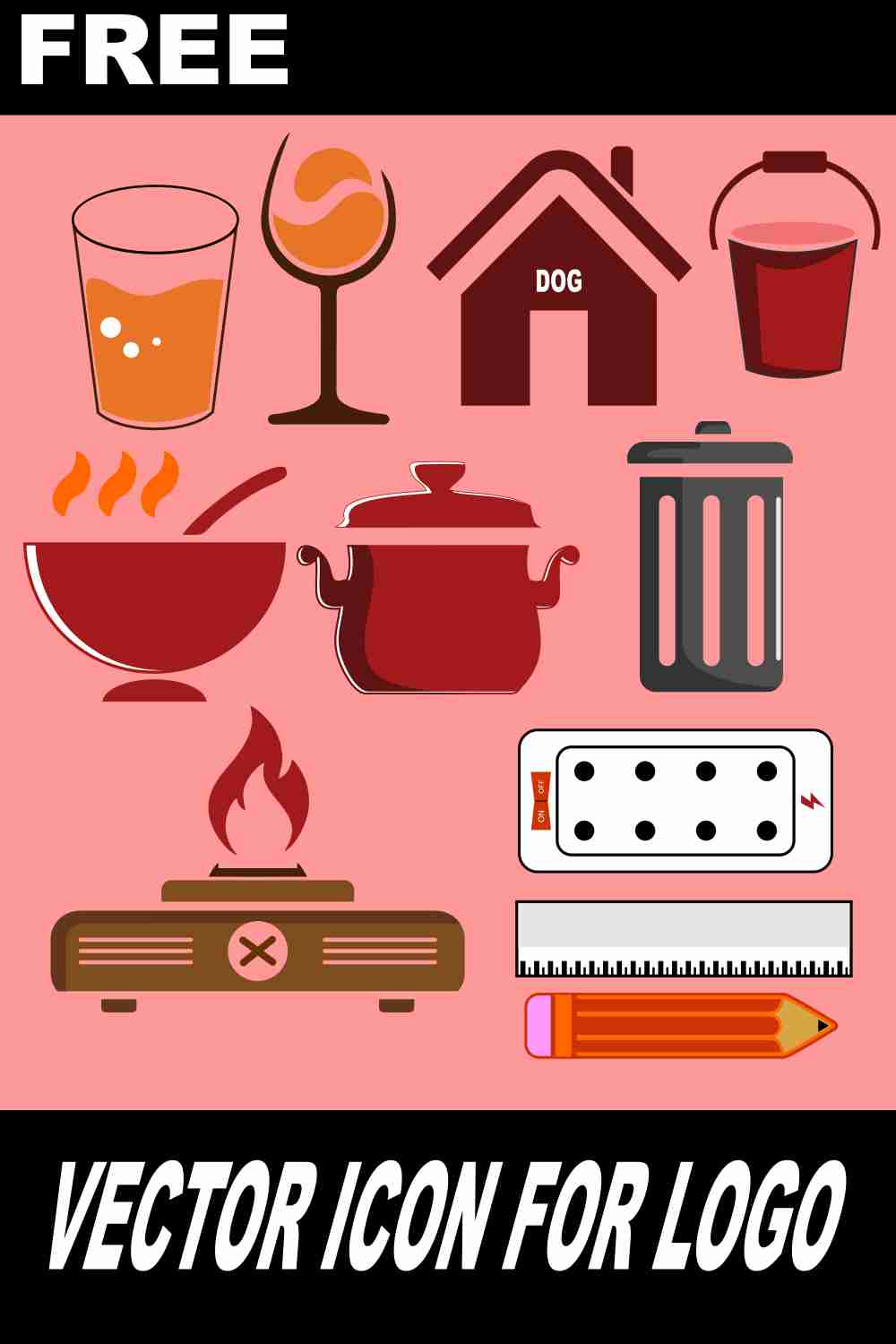 VECTOR HOUSEHOLD ICON, ILLUSTRATION pinterest preview image.