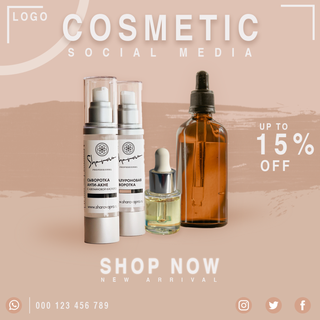 Fashion and beauty Instagram cosmetic social media post template ...