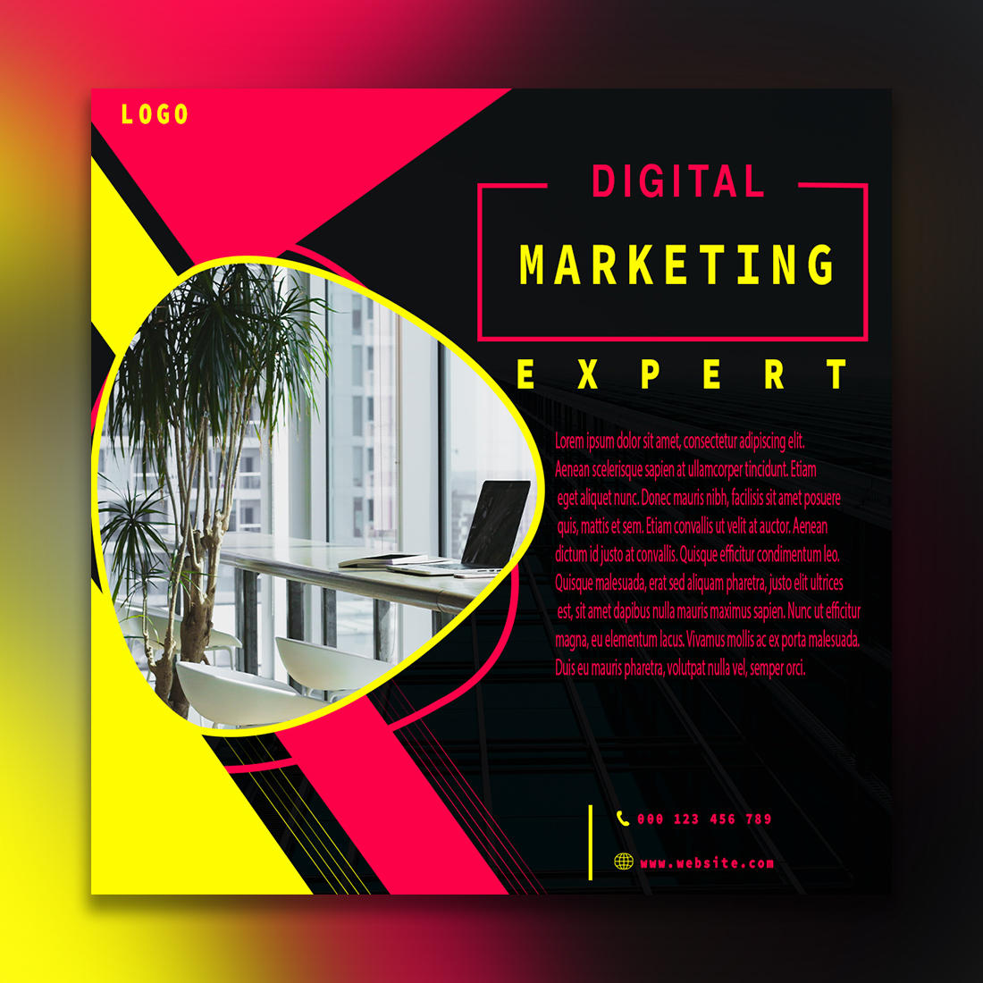Digital marketing and real estate corporate creative social media post template design preview image.