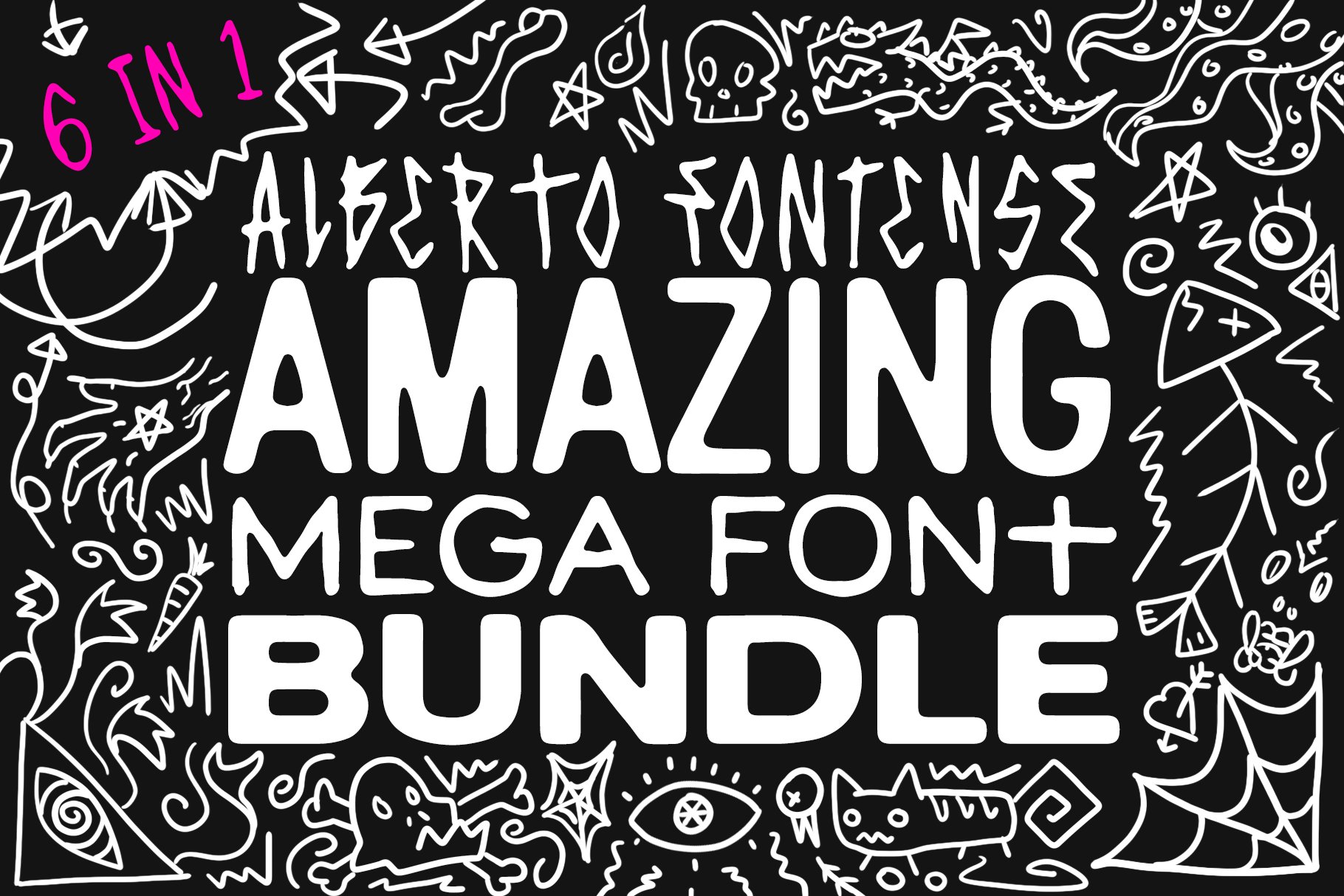 Amazing Mega Font Bundle cover image.