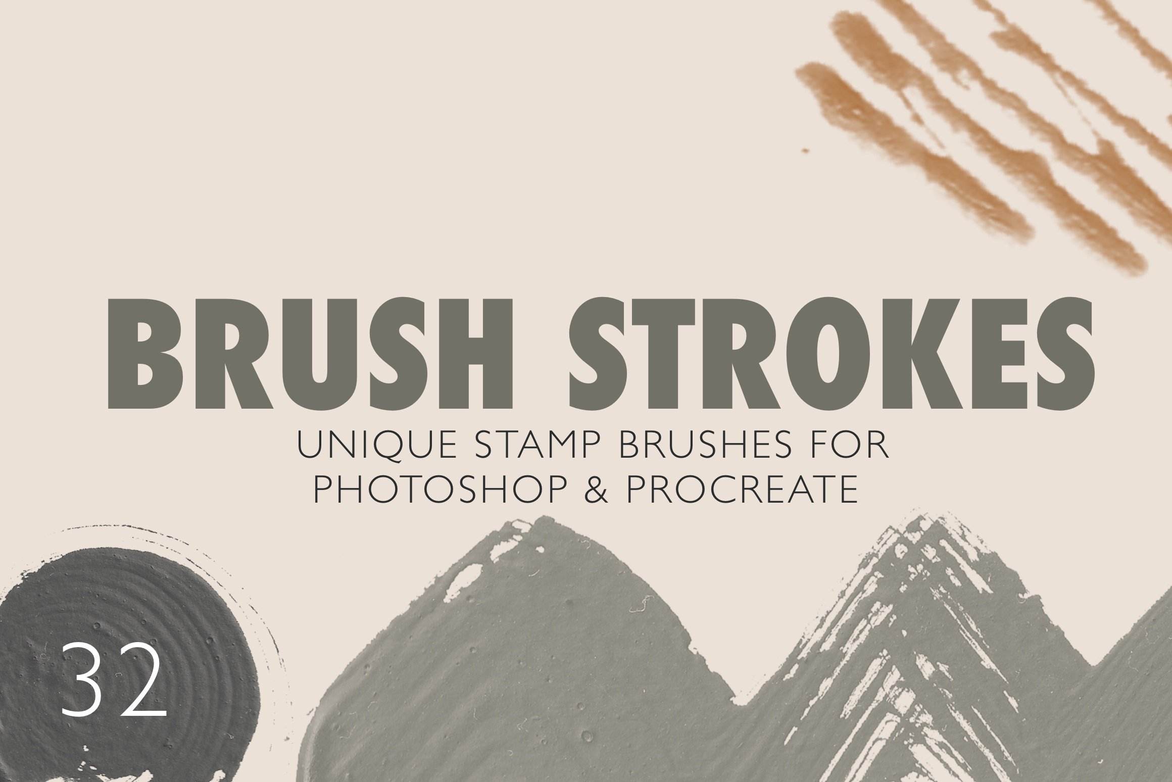 32 Stamp brushes Photoshop/Procreatecover image.