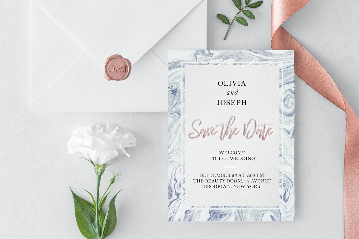 invitation card and envelope with ribbon and flower2 329