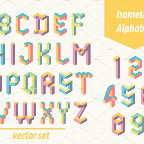 Isometric font. 3d geometry cover image.