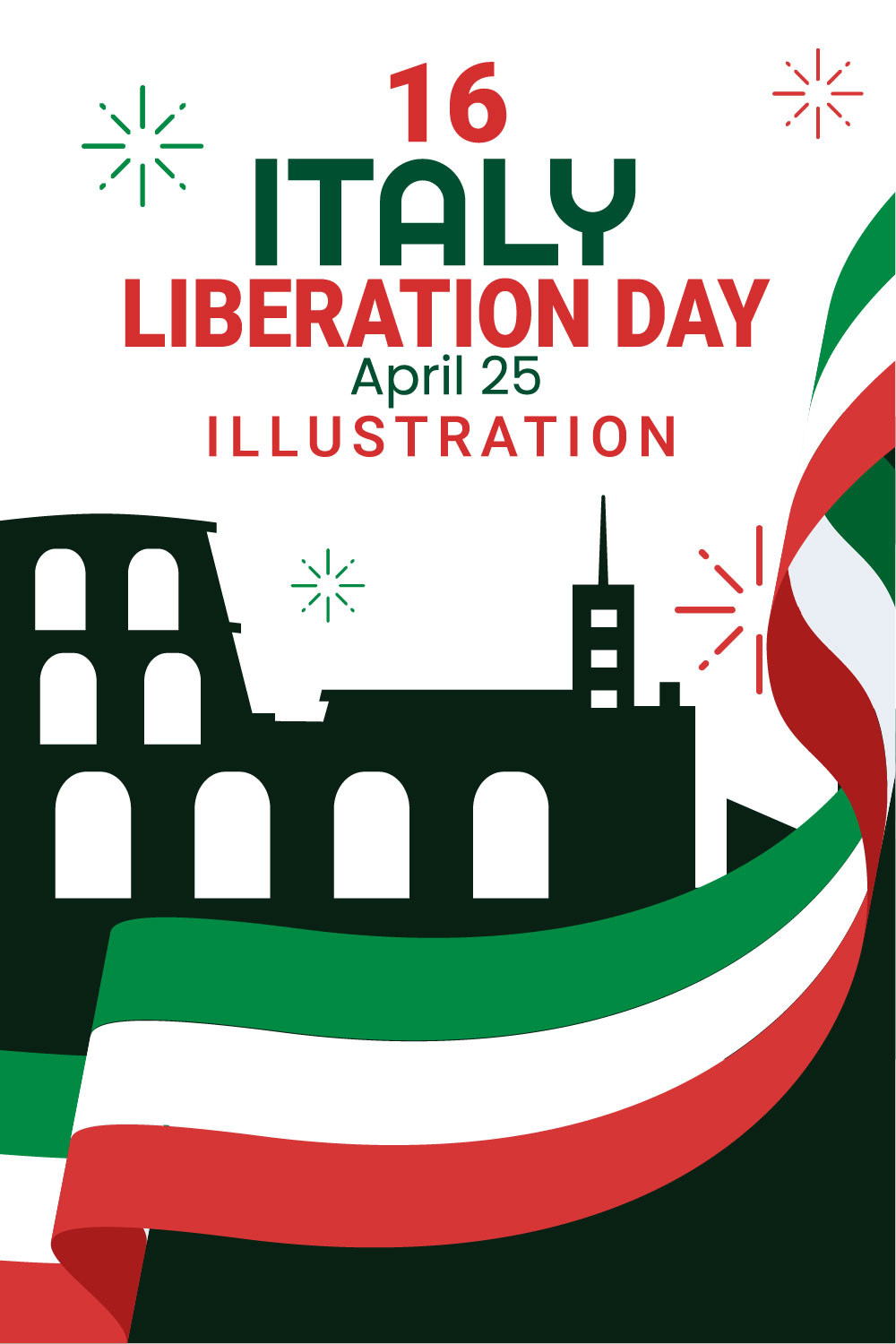 16 Italy Liberation Day Illustration pinterest preview image.