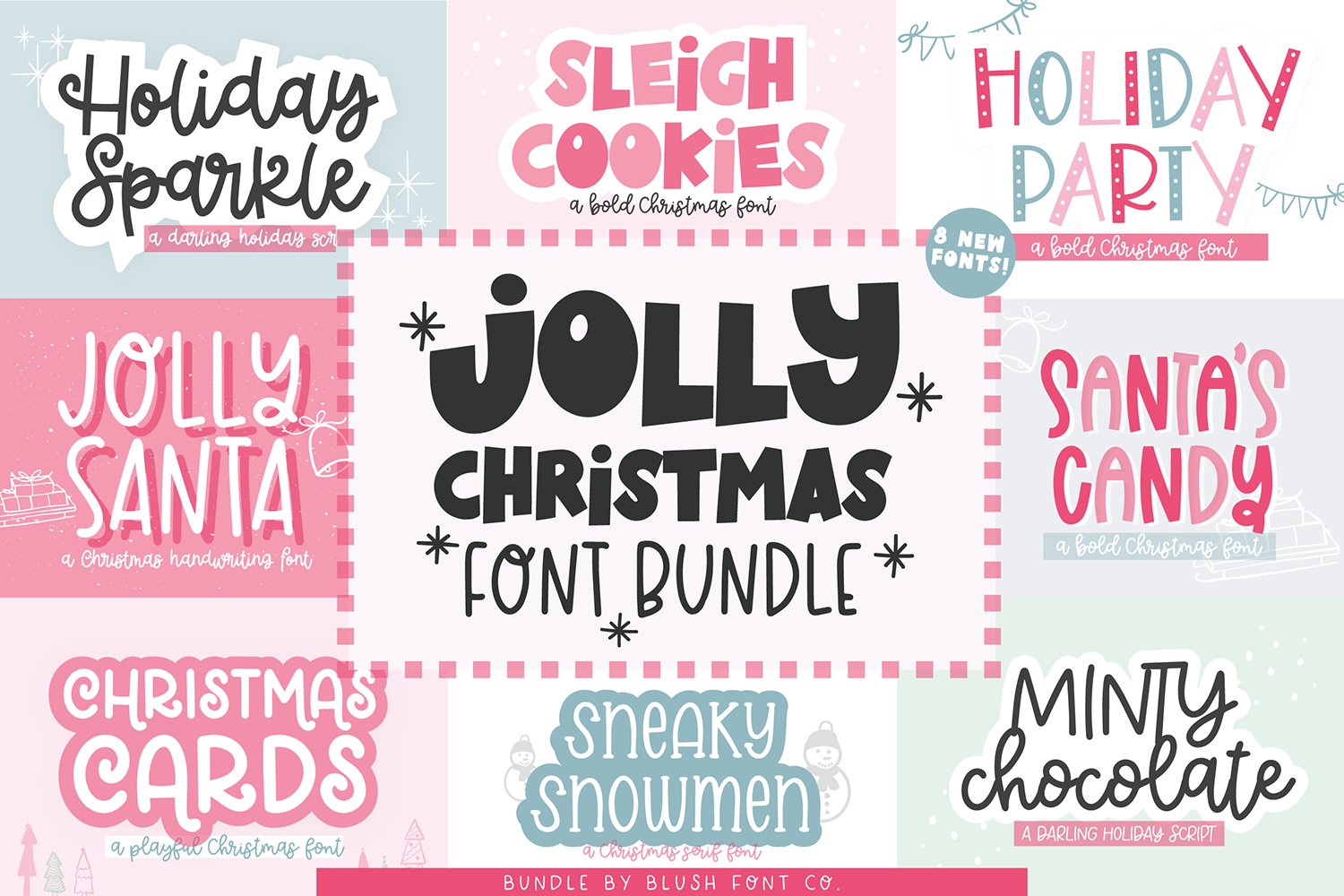 JOLLY CHRISTMAS Font Bundle cover image.