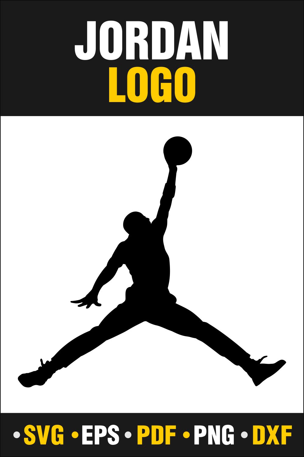 Jordan Logo SVG, Jordan Logo Png, Vector Cut file Cricut, Silhouette, SVG, PDF, PNG, DXF, EPS - Only $4 pinterest preview image.