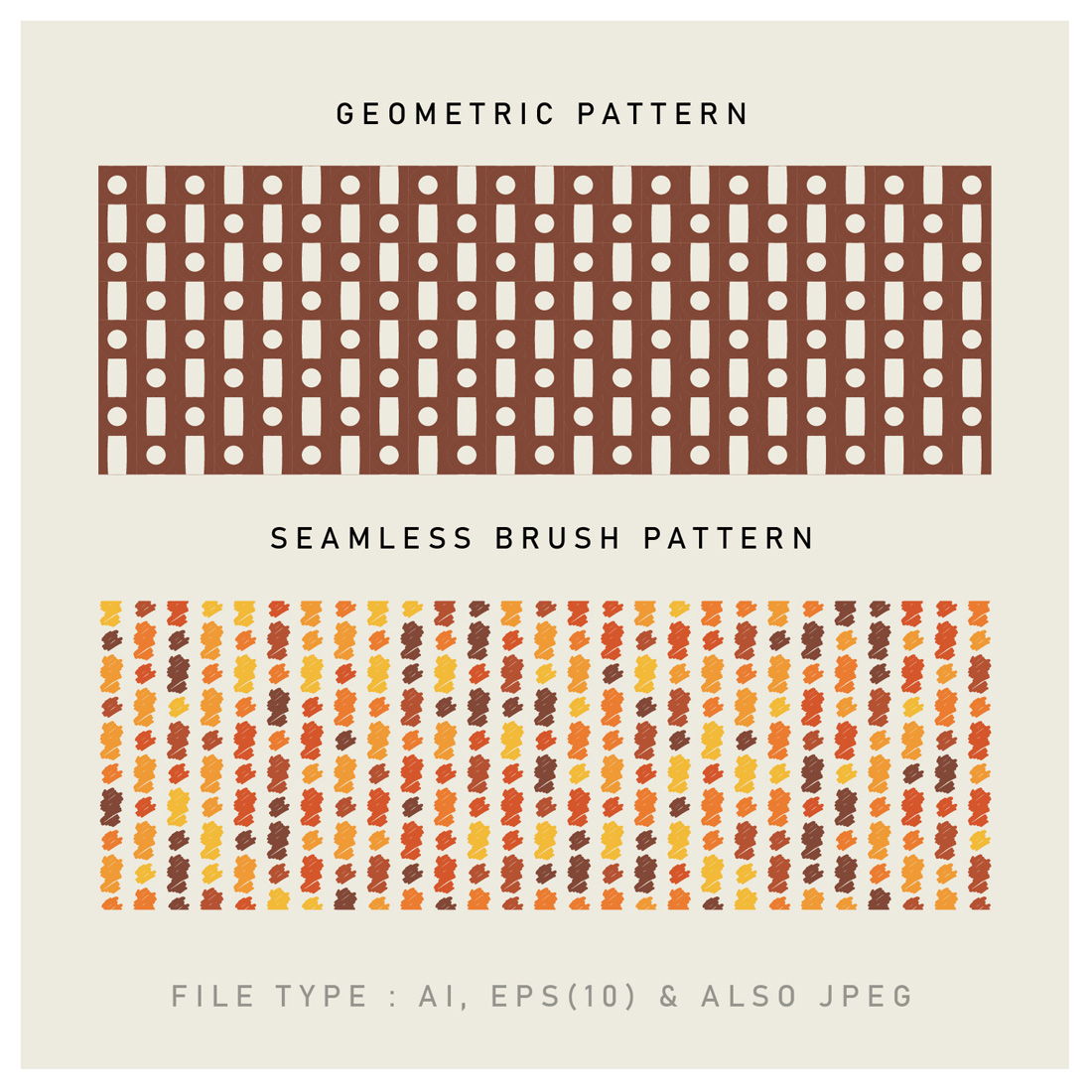 Two Different Pattern (Geometric & Seamless Brush Pattern) in One Bundle preview image.