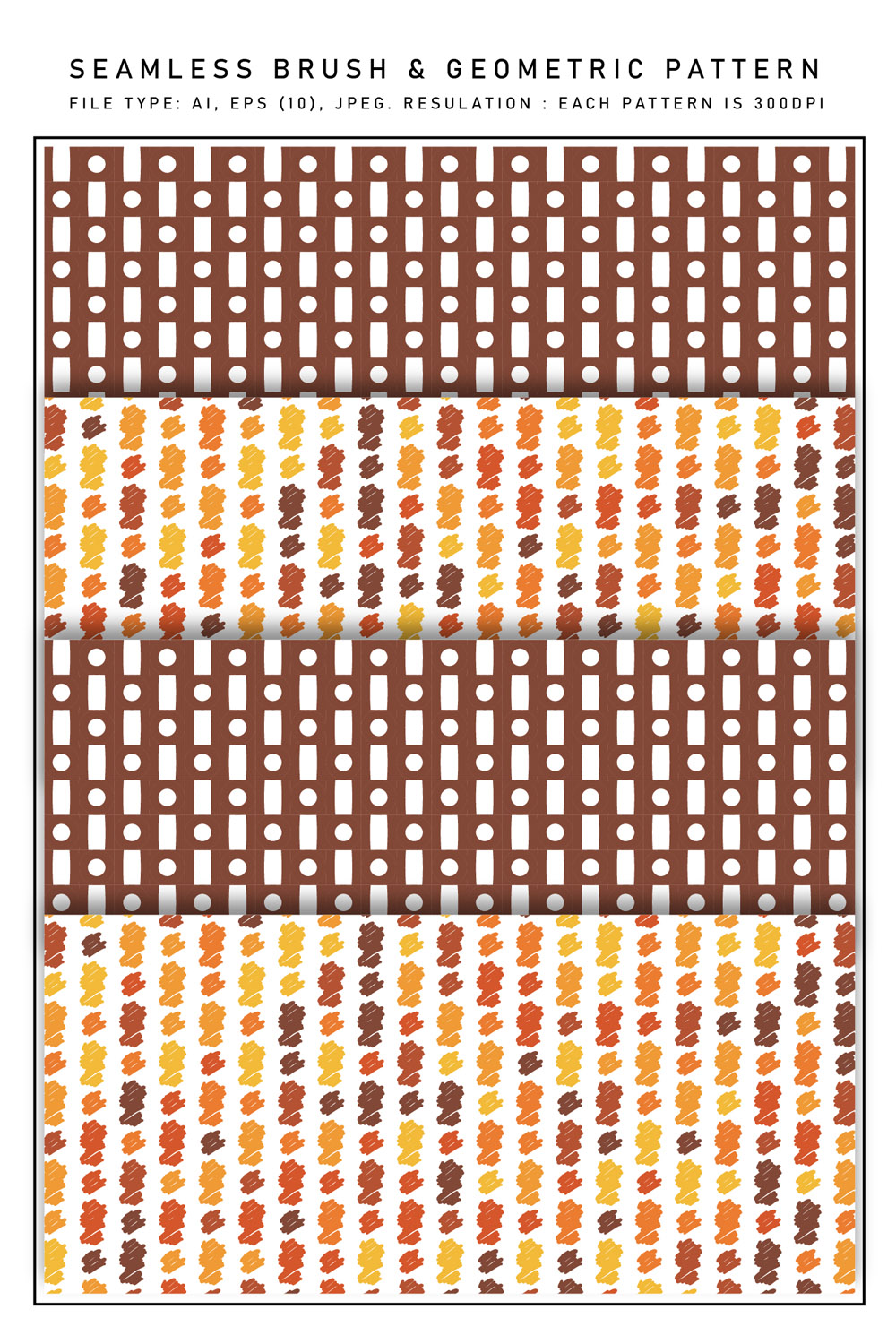 Two Different Pattern (Geometric & Seamless Brush Pattern) in One Bundle pinterest preview image.
