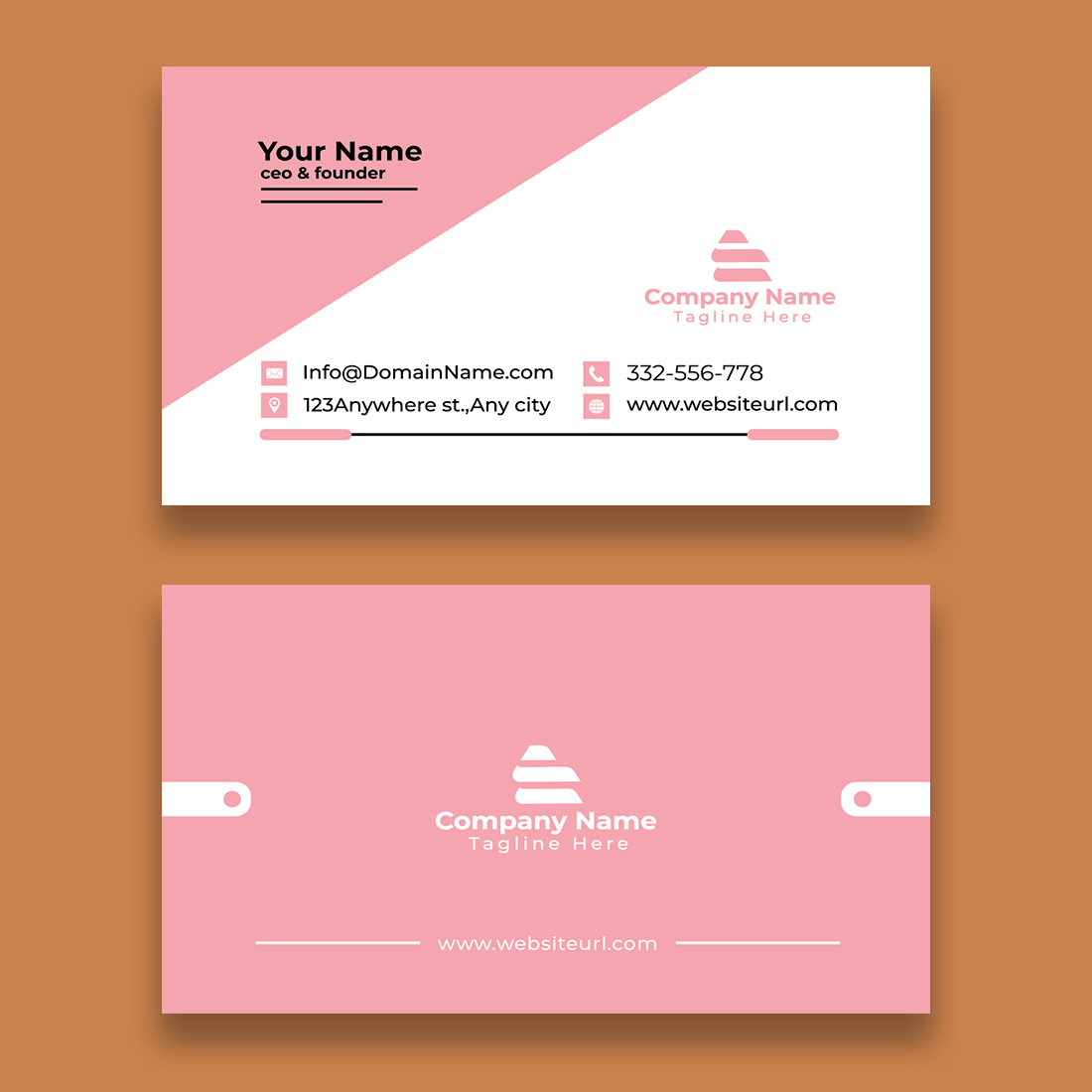 Simple and Clean Pink Business card Templete cover image.