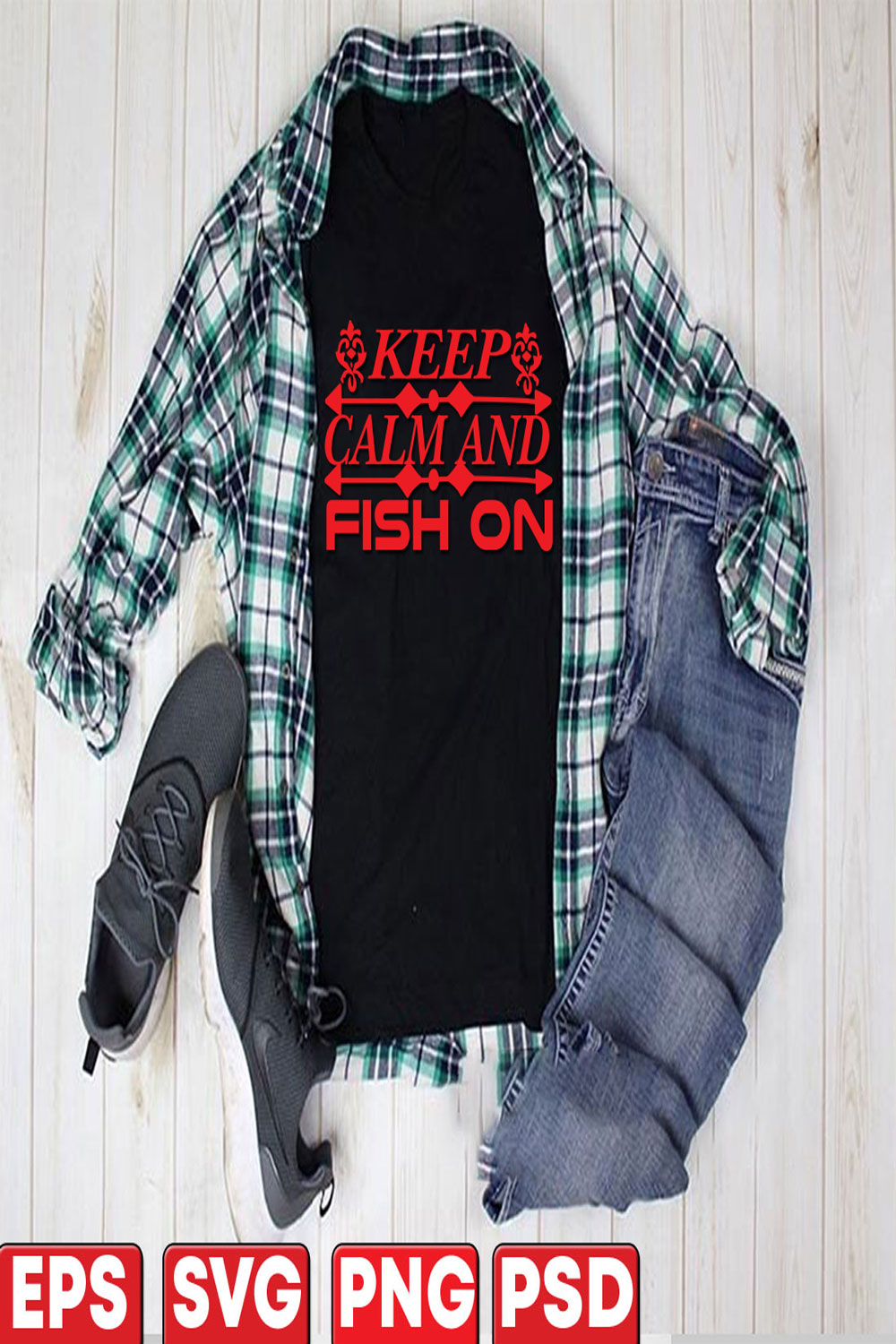Keep-calm-and-fish-on pinterest preview image.