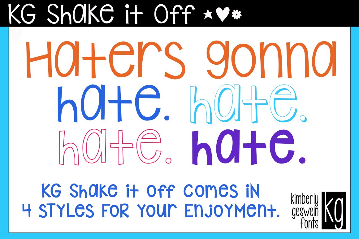 KG Shake it Off Fonts preview image.