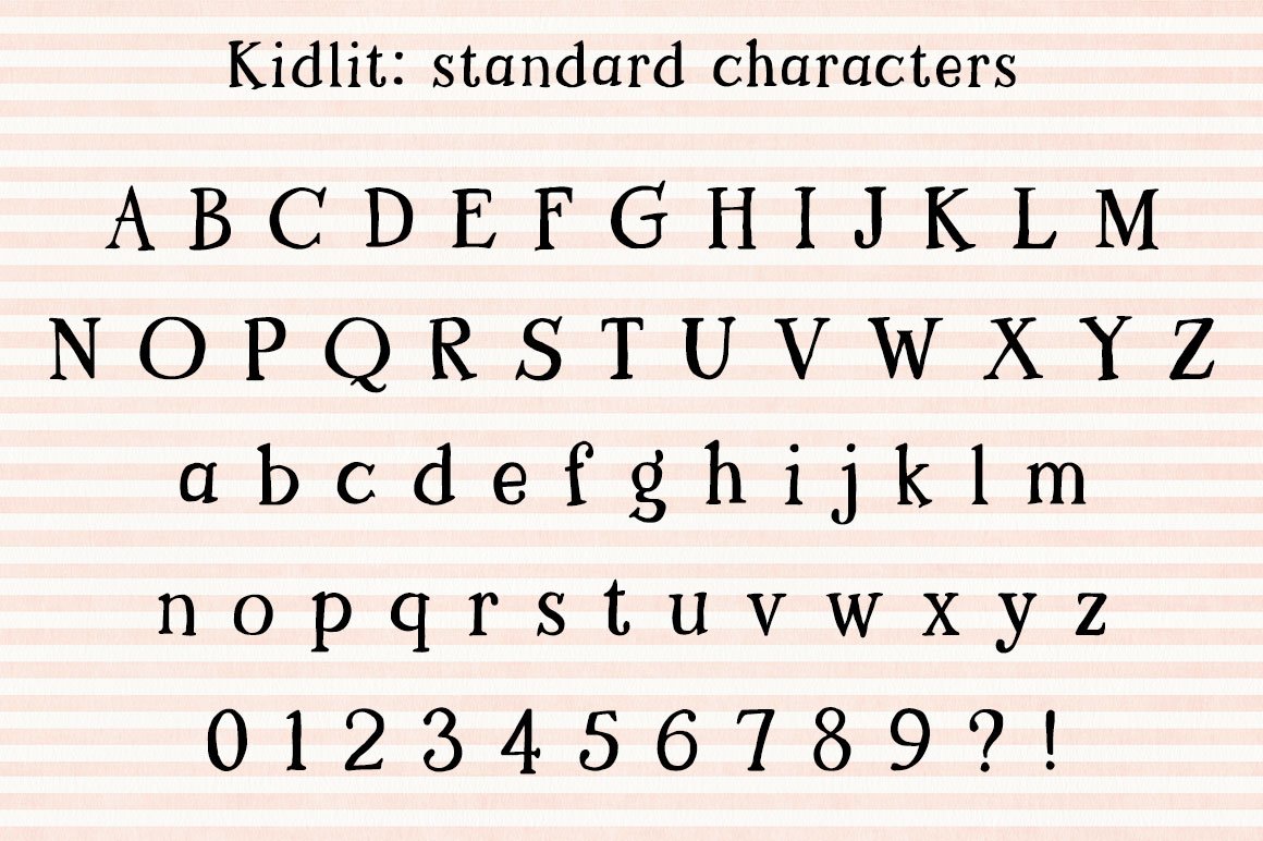 Kidlit: a fun serif font! preview image.