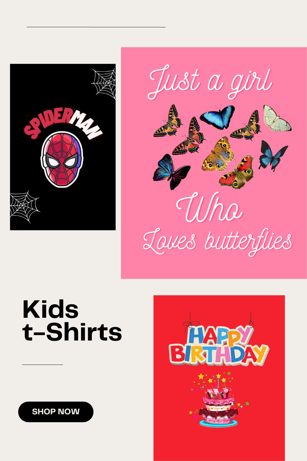 6 Kids t-shirts designs PNG bundle collection pinterest preview image.