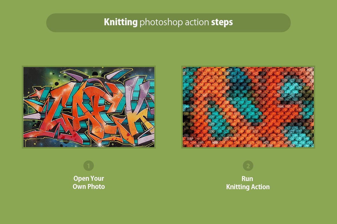 Knitting Photoshop Actionpreview image.