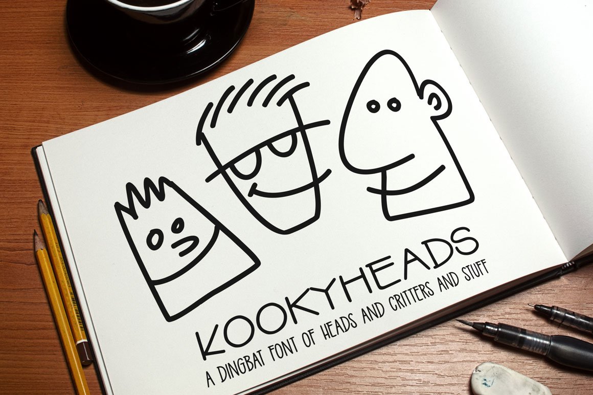 Kookyheads - a dingbat doodle font! cover image.