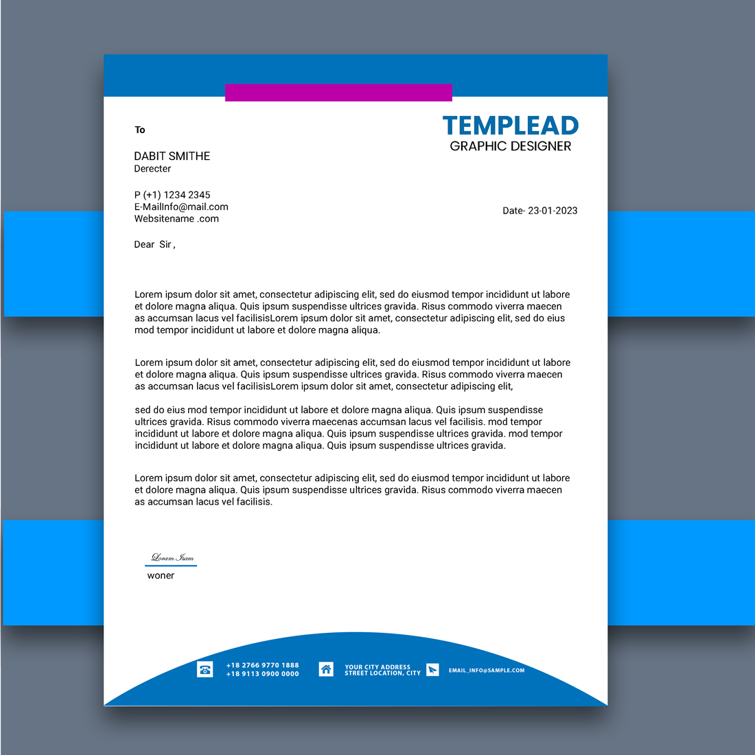 2 Simple Corporate Letterhead Template Bundles Design preview image.