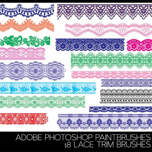 18 Lace Trim Brushes - PHOTOSHOPcover image.