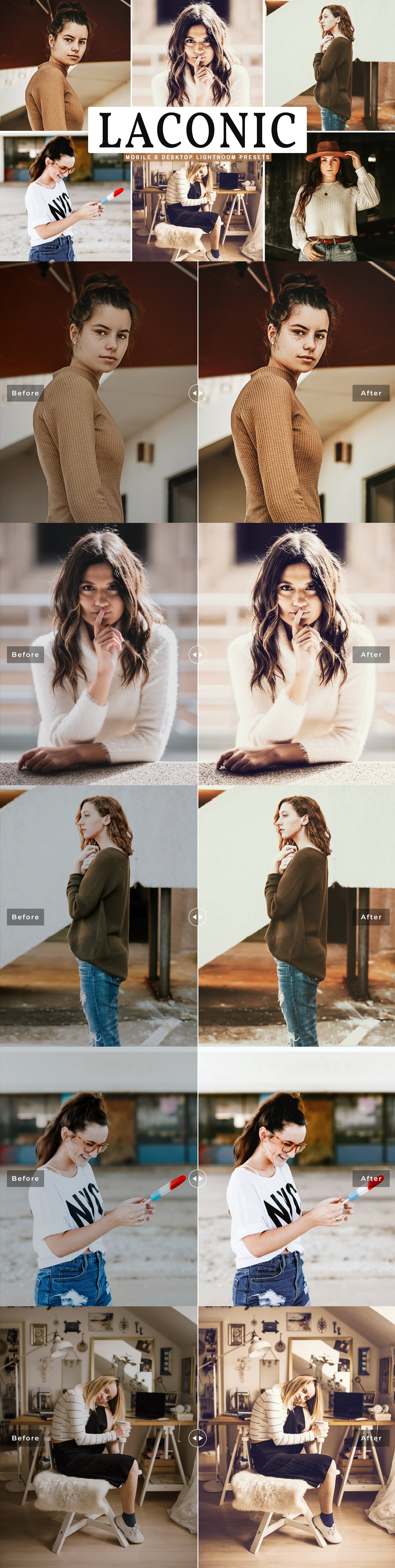 Laconic Lightroom Presets Packcover image.