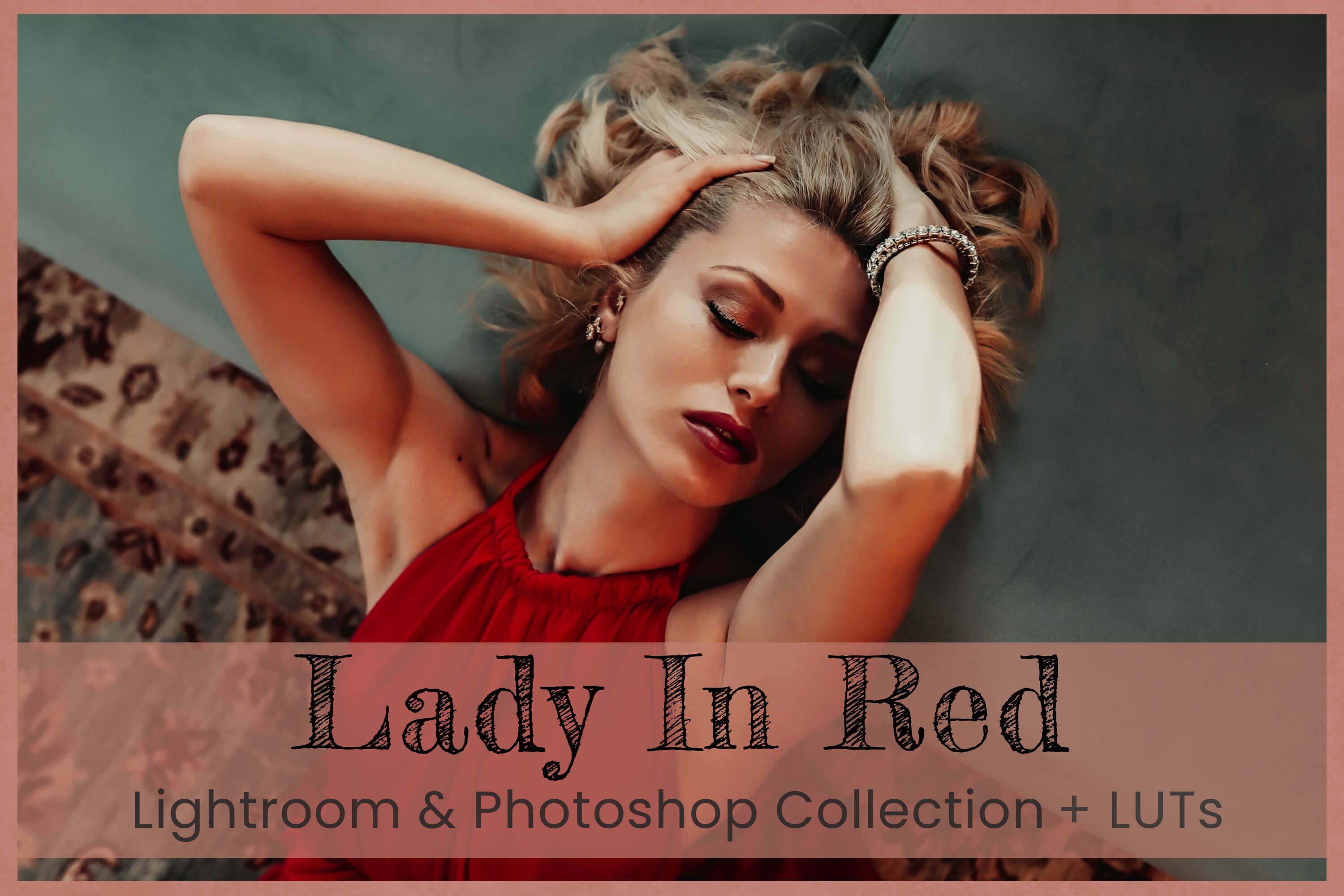 Lady In Red Photoshop Actions Presetcover image.