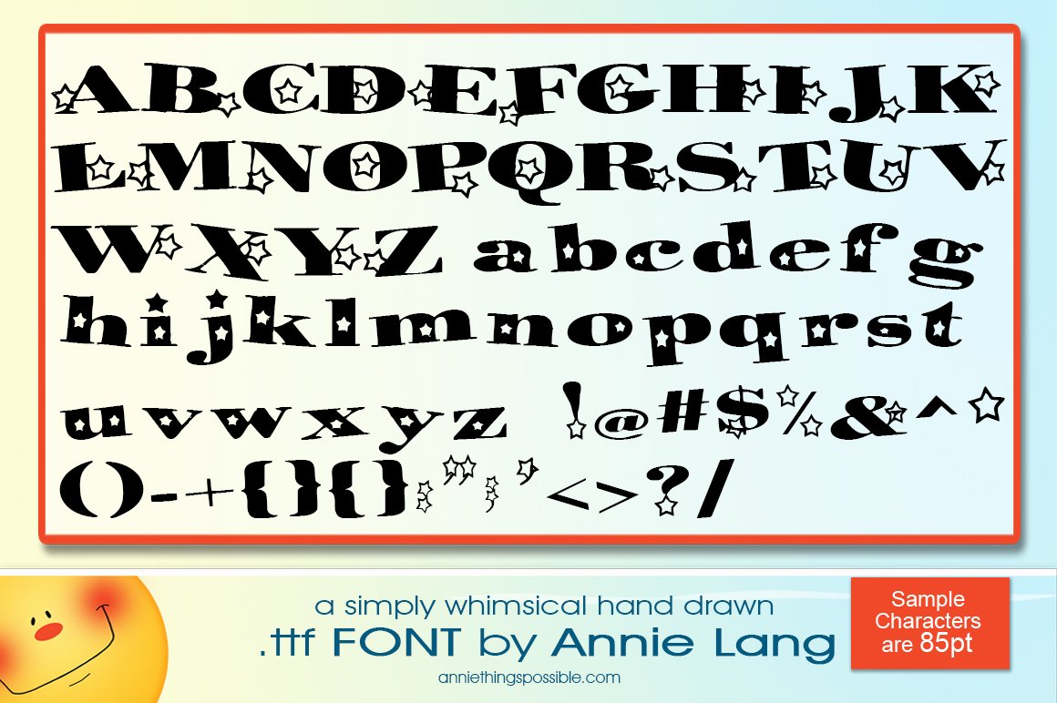 Annie's Fun Stars Font preview image.