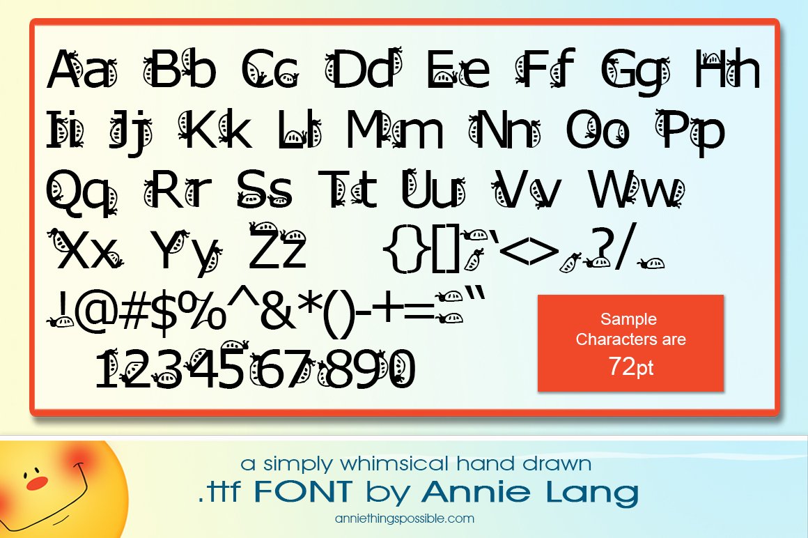 Annie's LadyBugs Font preview image.