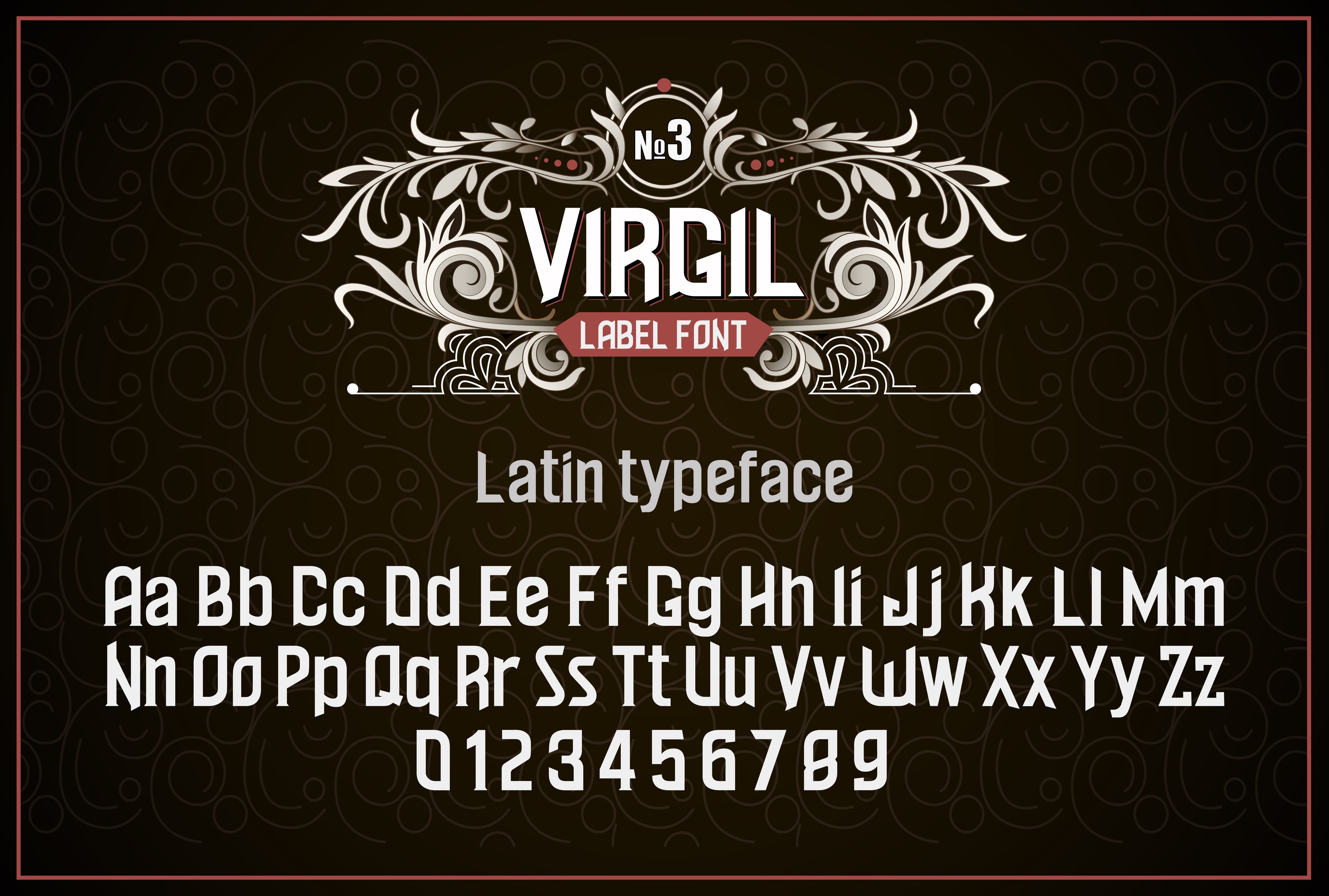 Vintage otf font "Virgil" preview image.