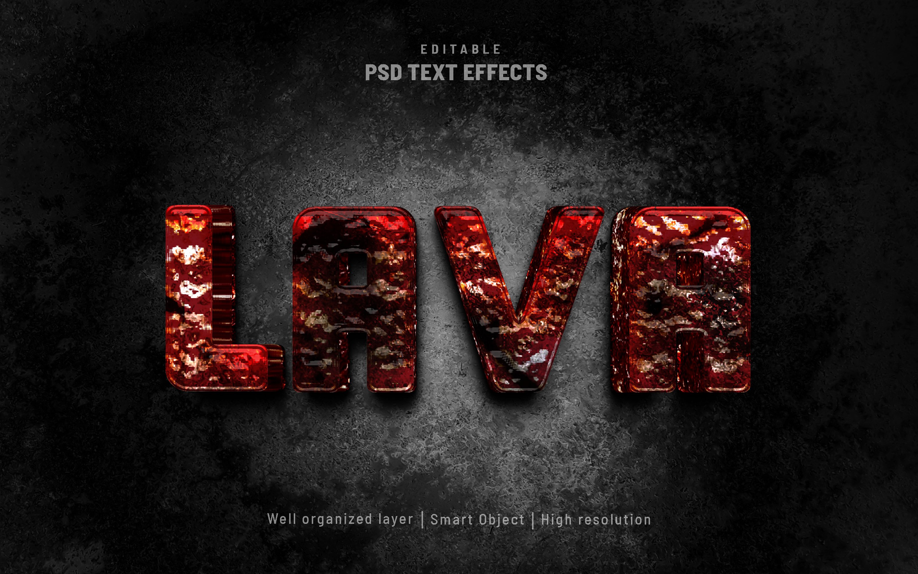Lava editable text action PSDpreview image.