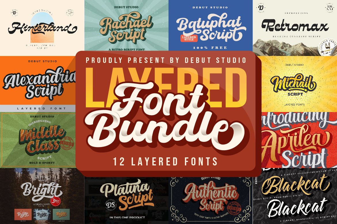 THE LAYERED FONT BUNDLE cover image.