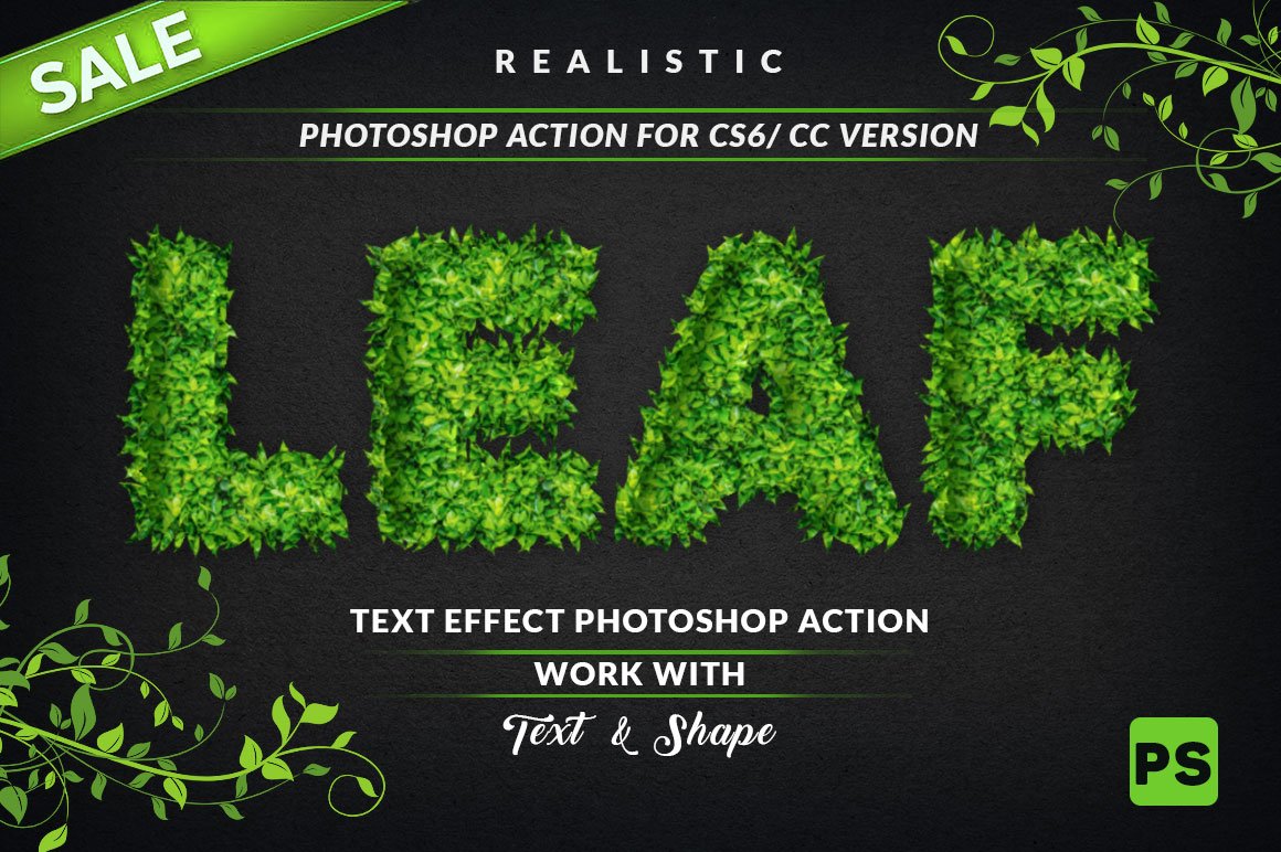 Leaf Text Effect Photoshop Actioncover image.