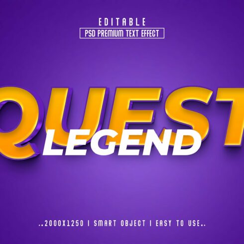Legend quest 3D Editable psd Textcover image.