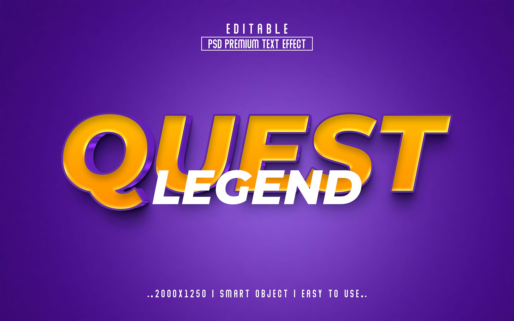 Legend quest 3D Editable psd Textcover image.