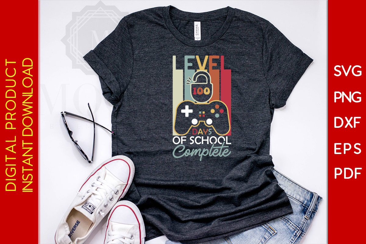 level 100 days of school completed tee 274