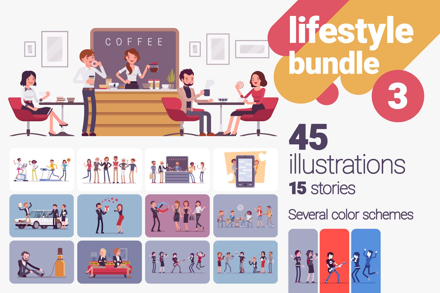 Lifestyle Illustrations Bundle Vol.3 cover image.
