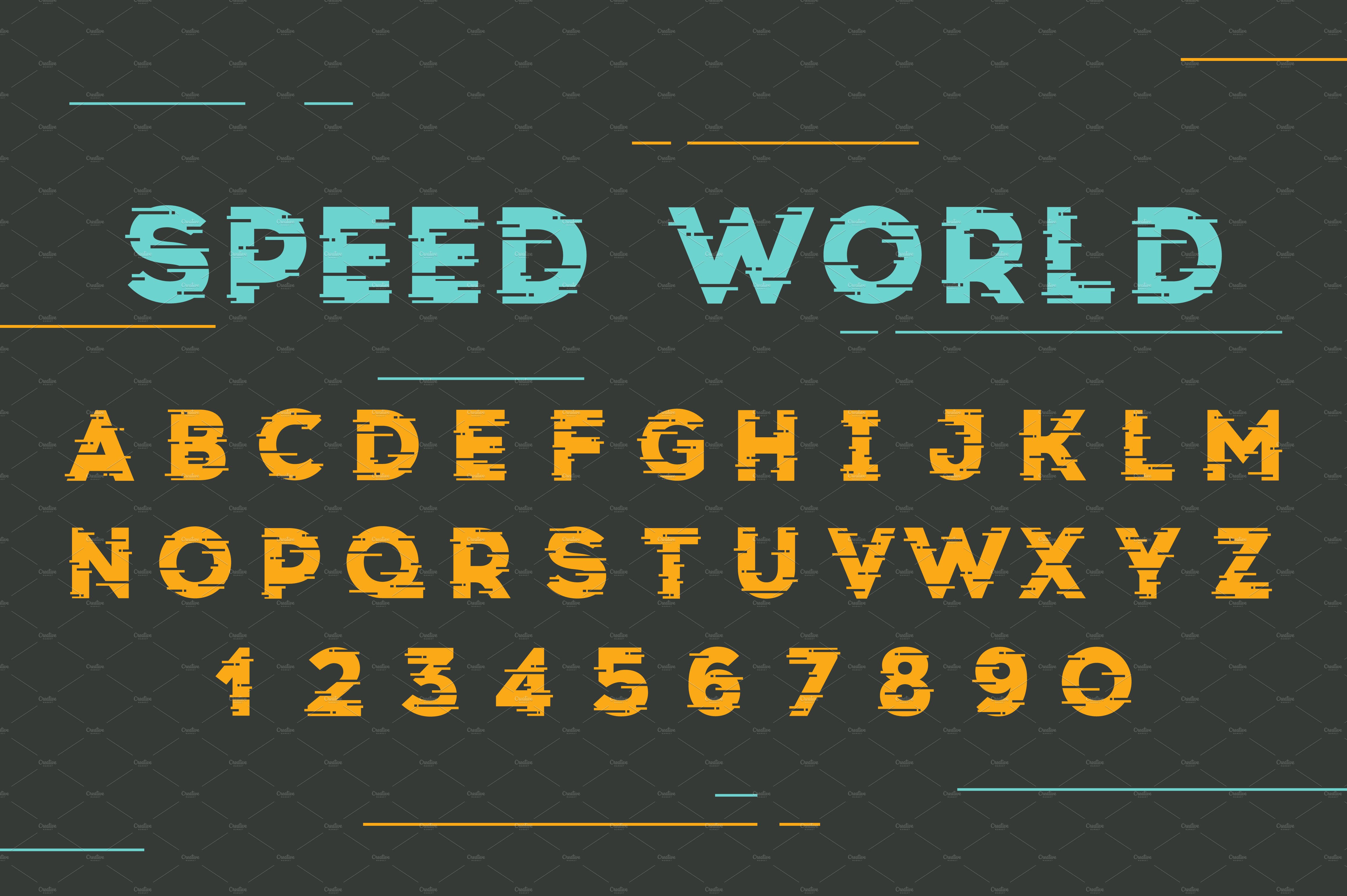 Vector font. Speed world. preview image.