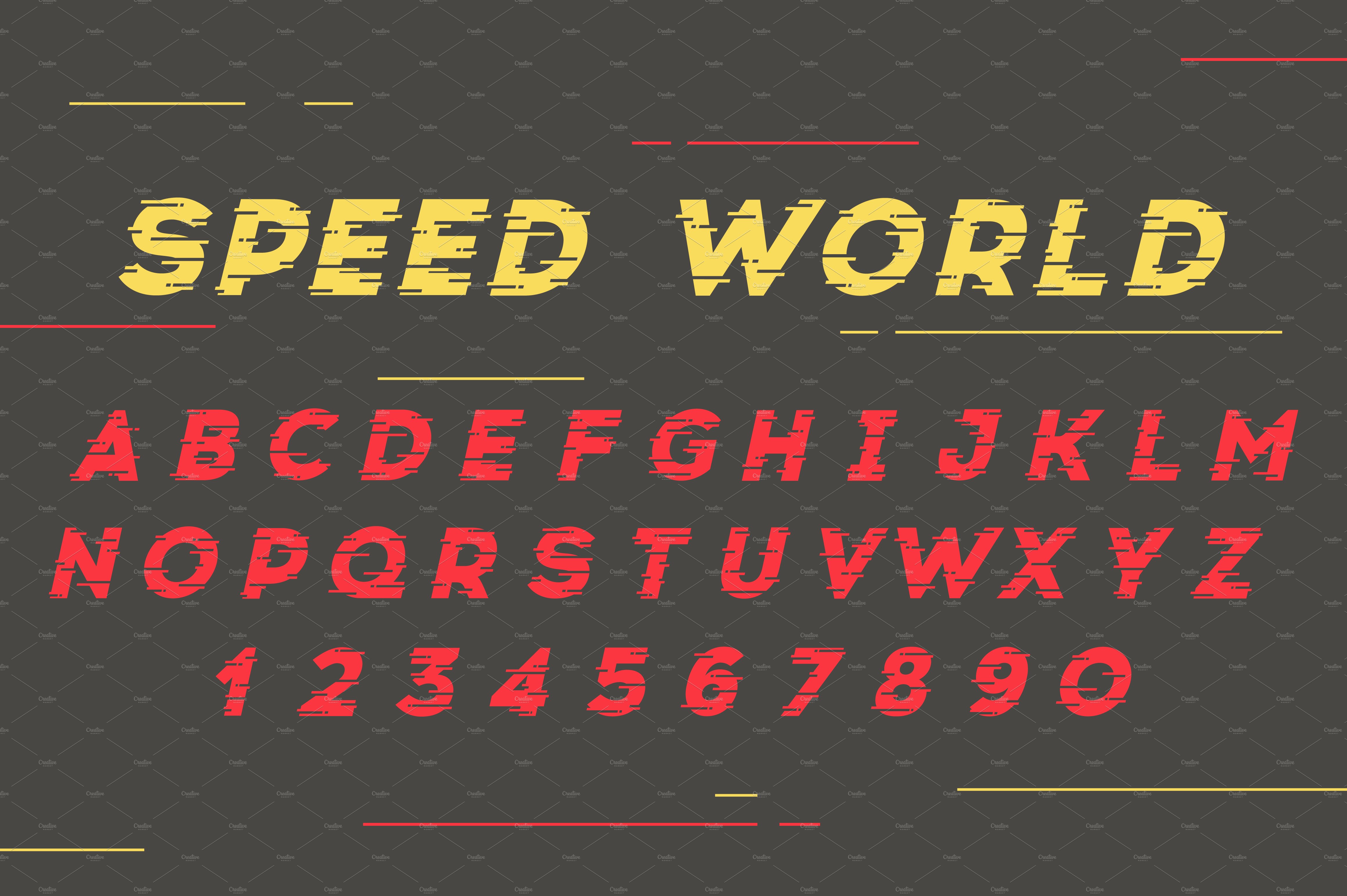 Vector font. Speed world. cover image.