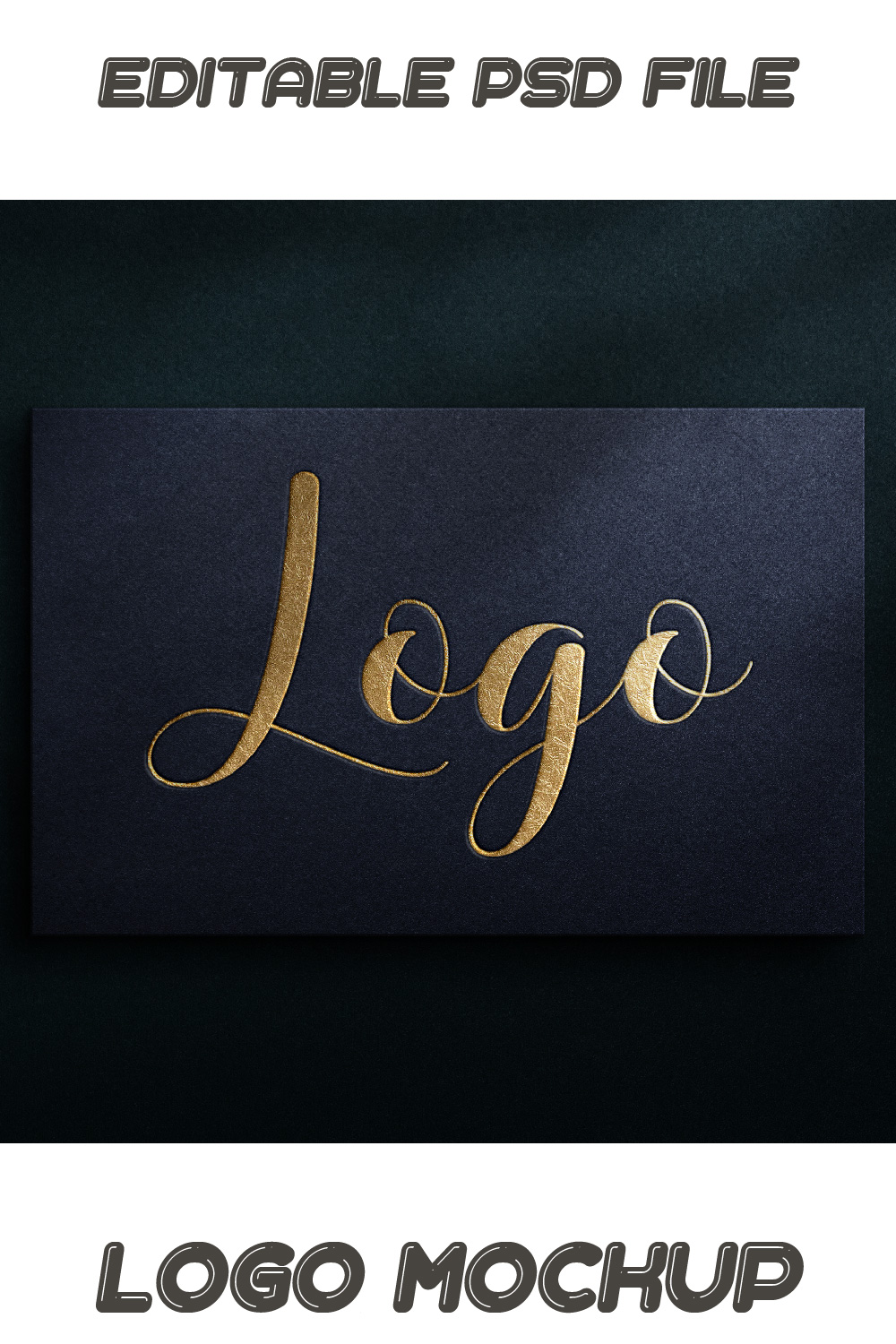 Golden embossed Logo Mockup pinterest preview image.