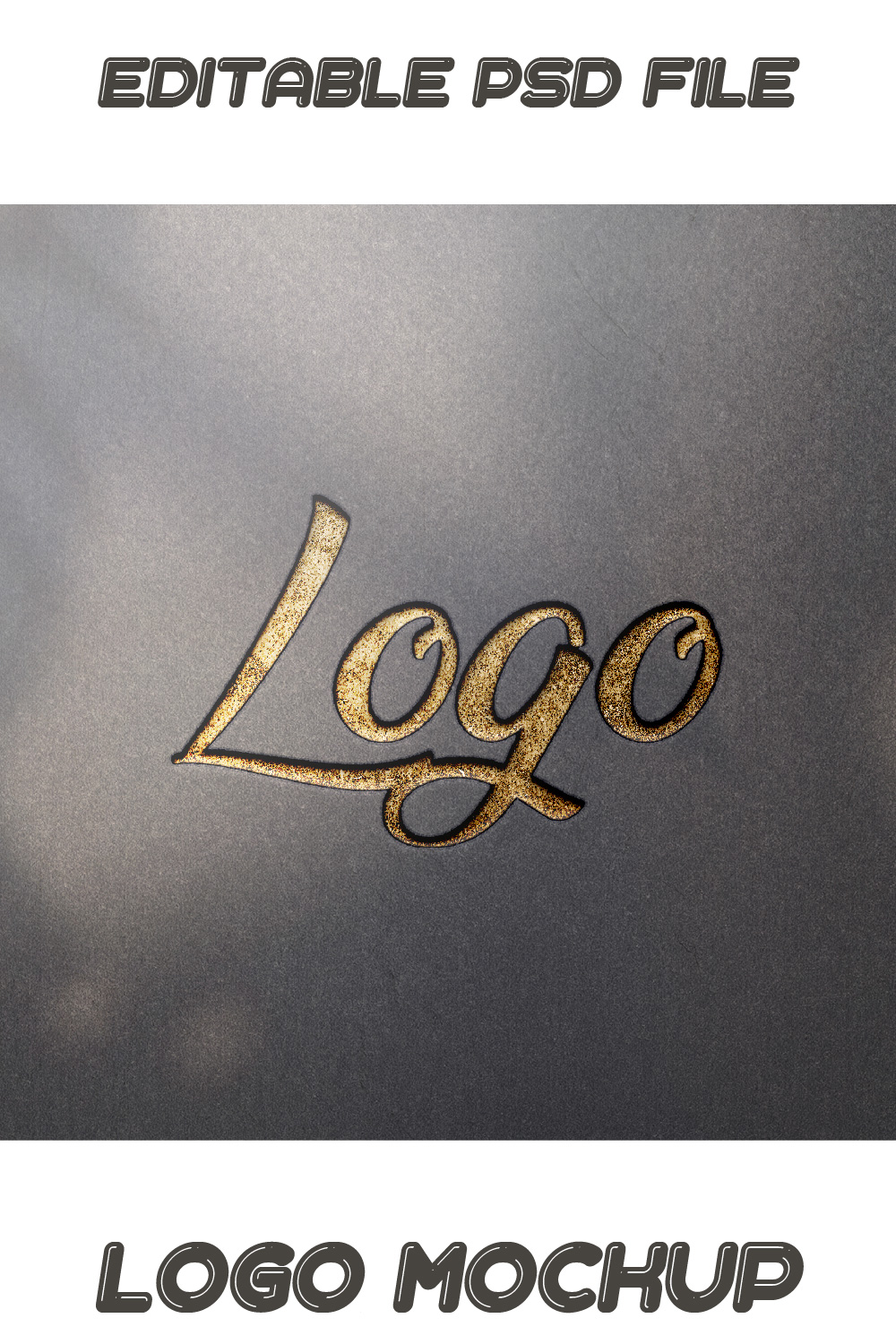 Golden embossed Logo Mockup pinterest preview image.