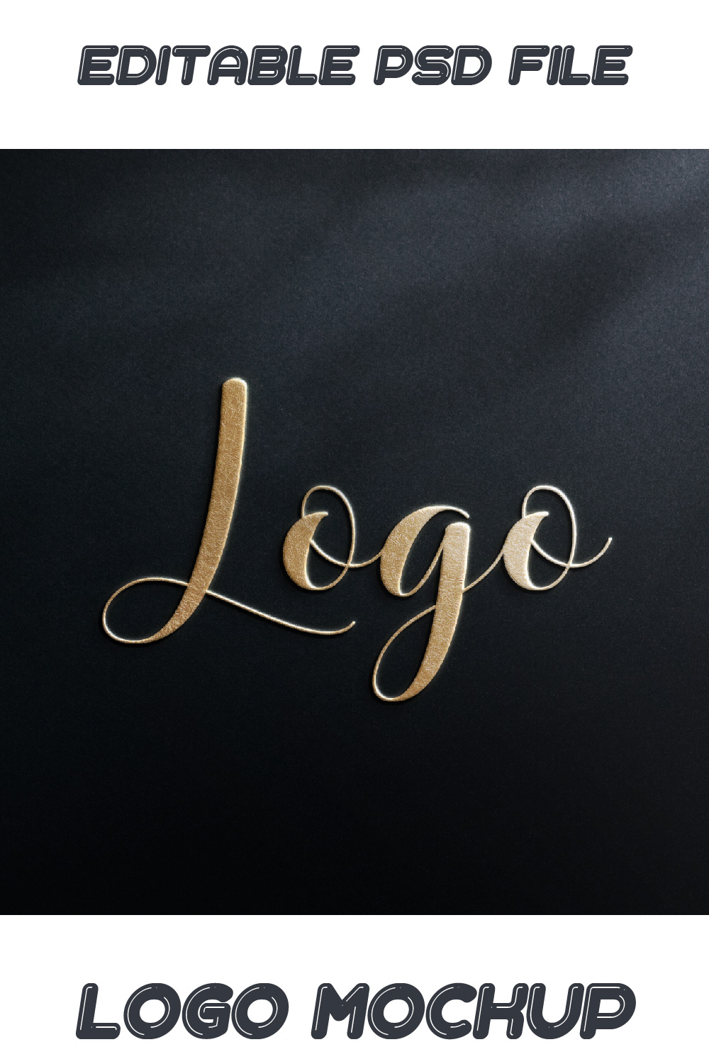 Luxury embossed Logo mockup pinterest preview image.