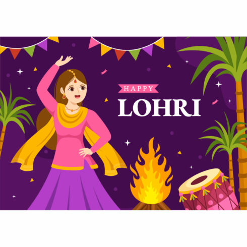 17 Happy Lohri Festival Illustration cover image.